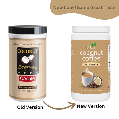 Packed 2-Pack CAcafe Coconut Coffee Unsweetened, Coconut Infused Colombian Coffee, No Added Sugar, Creamy Drink Mix