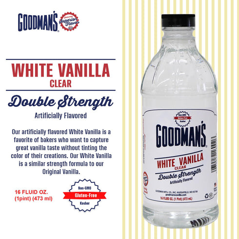 Goodman's White Vanilla Clear Double Strength Artificial Flavor, Gluten-Free, Non-GMO, Ideal for Baking and Cooking