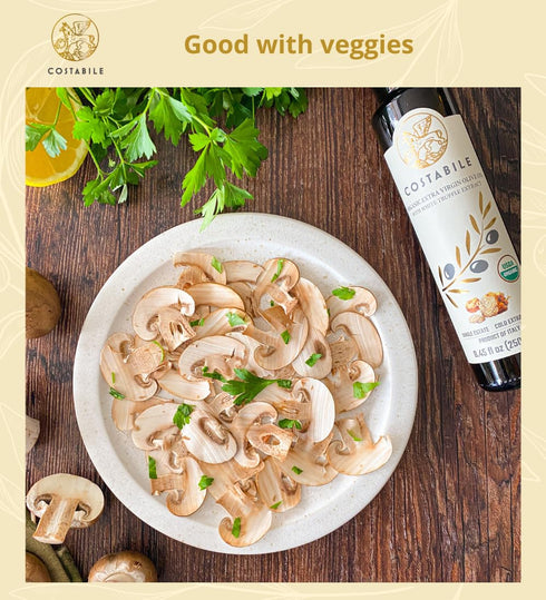 8.45 Oz. Organic White Truffle Oil - Organic Extra Virgin Olive Oil Infused with White Truffle from Italy - Enhance