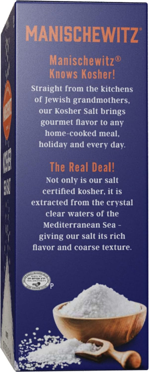 (4lb 100% 25% 3lb Manischewitz Natural Kosher Salt Box) | EZ-Pour Spout | Coarse Sea Salt from Sicily Italy | Iodine