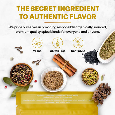 moji masala Indian Spice Kits – Dahl Masala Spice Blend – Spice Mix for Authentic Indian Food at Home – Vegan Seasoning Set for Lentils – 2-Packs Serve 8-10