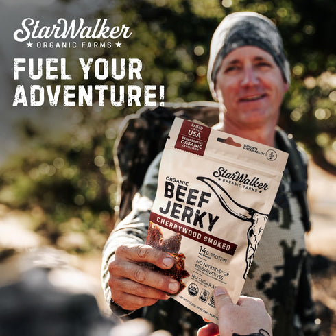 12 oz 4-Pack 3 172g Starwalker Organic Cherrywood Smoked Beef Jerky Regenerative Organic Certified Ingredients, Single
