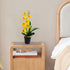 Peosaard 17 Inch 7 4 Orchid Plant, Orchid in Pot Realistic Yellow Faux with Flower Head & Leaf Real Touch Decorative