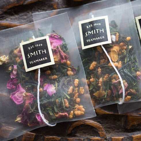 Smith Teamaker | Rose City Genmaicha No. 1912 - Sencha, Genmai, Mao Feng Green Tea & Rose Petals, 15 Sachets