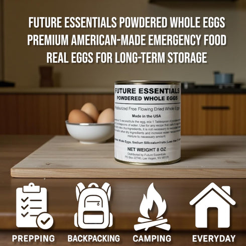 10-Year 8 oz #2.5 18 Pack 1 Future Essentials Powdered Whole Eggs Shelf Life, Easy Prep Powdered Eggs for Survival