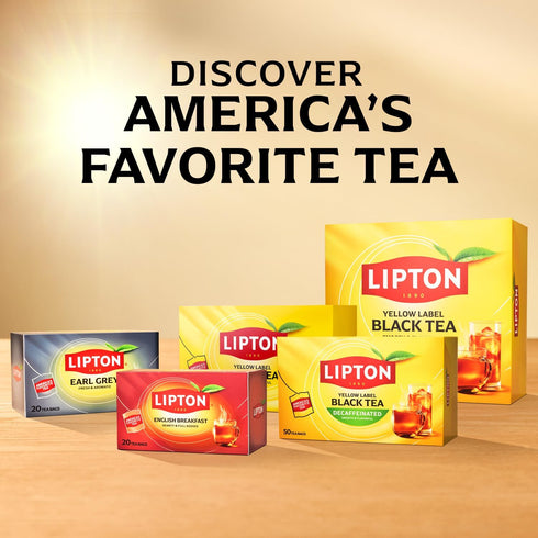 600-Count 100% 6-Pack 100 Lipton Black Tea Bags Premium Breakfast Tea with High Caffeine for Hot or Iced Tea Beverages
