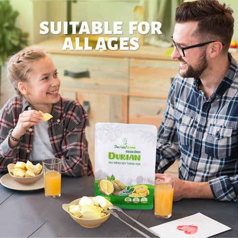 Pack 2 (0.7 Oz 6 Counts), DARLAC FARMS Freeze Dried Durian Bites x Premium Organic Crispy Crunchy Natural Healthy Fruit