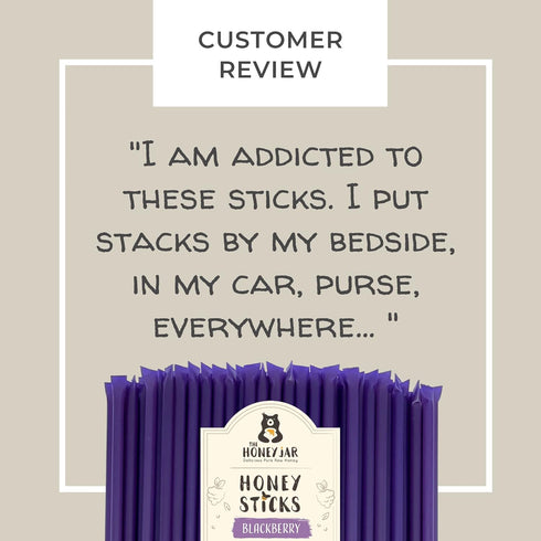 The Honey Jar Blackberry Flavored Honey Sticks - Pure Honey Straws for Tea, Coffee, or Healthy Treat - 50 Count