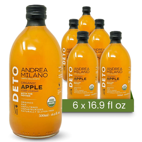 Andrea Milano (16.9 oz(Pack 6)) Organic Apple Cider Vinegar Raw Italian Natural Vinegar with the Mother, Unfiltered