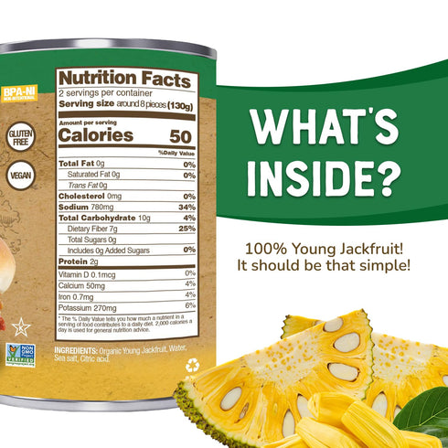 14 oz (Pack 6) Natures Greatest Foods Organic Canned Young Green Jackfruit, Plant-Based Meat Alternative, Shredded