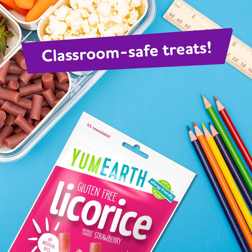 Packs 5 (Pack 6) YumEarth Organic Gluten Free Strawberry Licorice Snack - Allergy Friendly, Gluten Free, Non-GMO
