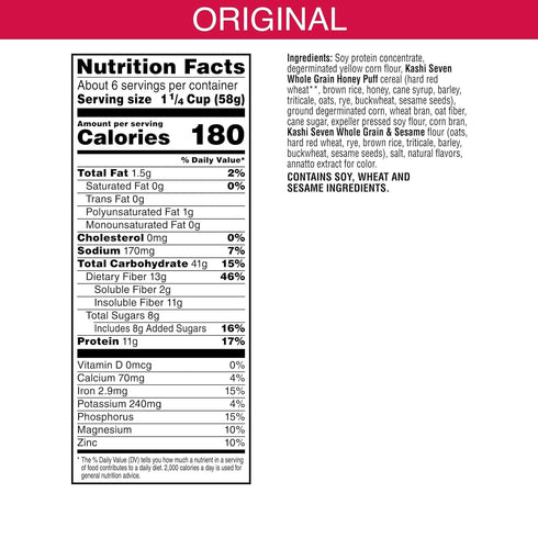 Generic 12.3 Oz Pack 3 Cold Breakfast Cereal - Vegan Protein - Original byKashi- Box