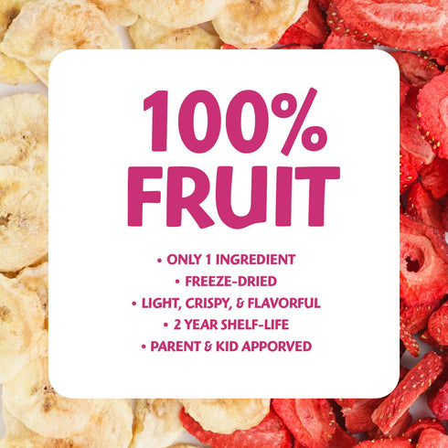 0.42 Oz (Pack 12), 100% Brothers All Natural Freeze Dried Fruit Crisps, Banana Strawberry, of Made with Fruit, Gluten