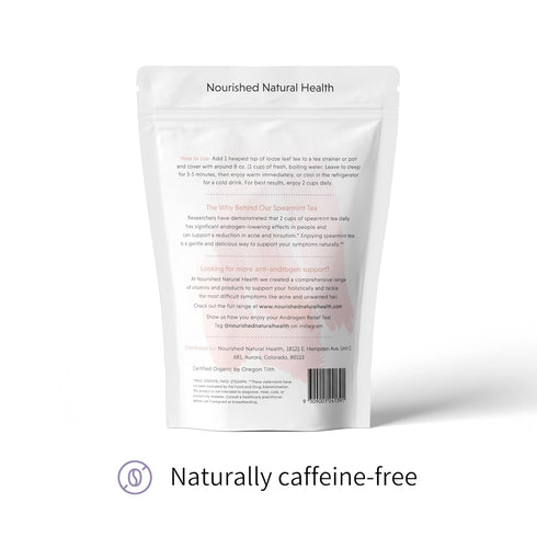 120 Nourished Natural Health Androgen Relief Spearmint Tea PCOS Relief Tea for Balanced Androgen Levels, Clear-Looking