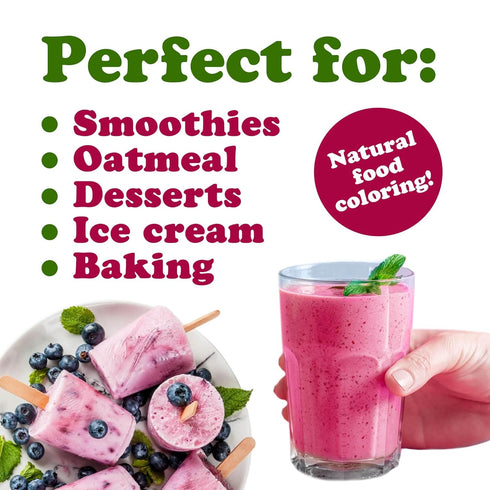 8 100% Food to Live Blueberry Juice Powder, Ounces - Pure, Antioxidant-Rich. Great for Smoothies, Spray-dried, No Sugar