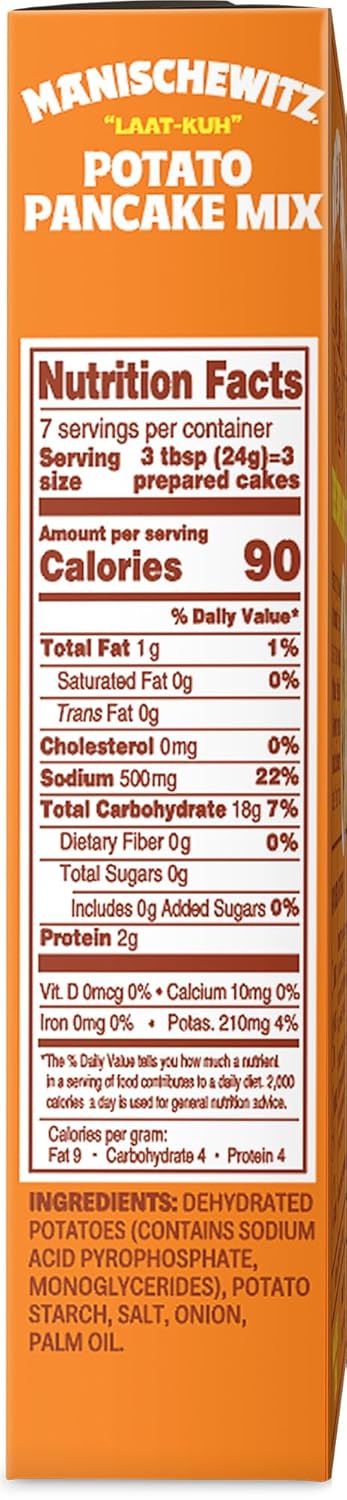 6oz (2 Pack) Manischewitz Potato Pancake Mix Gluten Free, No MSG, Traditional Style
