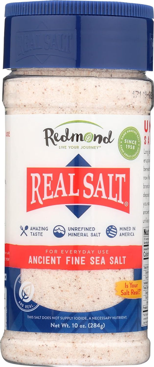 Redmond Real Salt Ancient Fine Sea Salt Shaker, Gluten Free, 10 Ounces