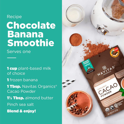 1:1, (24oz. 113 Navitas Organics Cacao Powder - Cocoa Powder Substitute For Hot Chocolate, Baking & More - Regenerative
