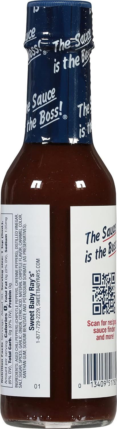 5 Oz (Pack 6) Sweet Baby Rays Smoked Chipotle Hot Sauce Fl