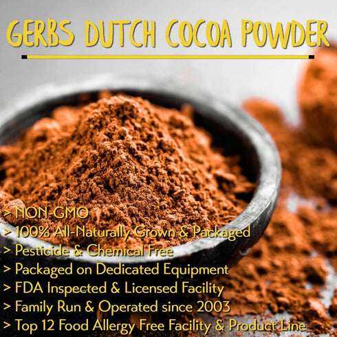 2 lbs. 22-24% 14 Gerbs Dutch Cocoa Powder | Cocoa Butter Fat, Resealable Bag | Rich, Smooth Dutch Process | Top