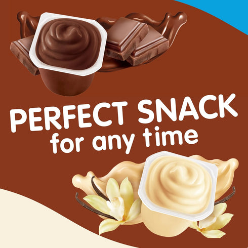 Snack Pack 3.25 oz., 12-Count Pack Zero Sugar Chocolate and Vanilla Flavored Pudding Cups, Family