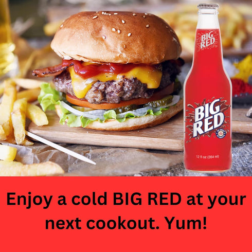 Prime Collectibles 6 Pack 12 oz Big Red Soda Made with Real Sugar of Glass Bottles Nostalgic Red Cream Soda