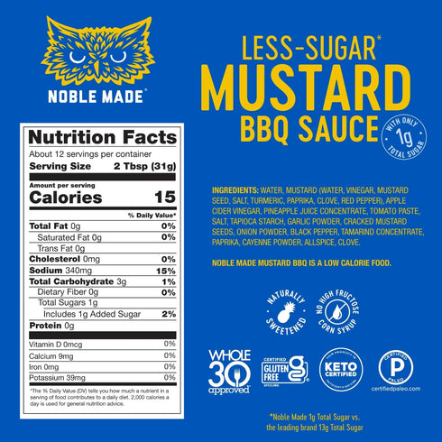 13 Oz Noble Made, Mustard barbecue Sauce, Fl