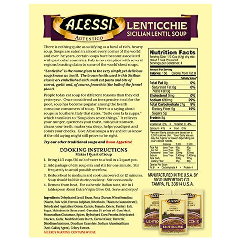 6oz Pack 3) Alessi Autentico Premium Soups, Traditional Flavors, (Variety