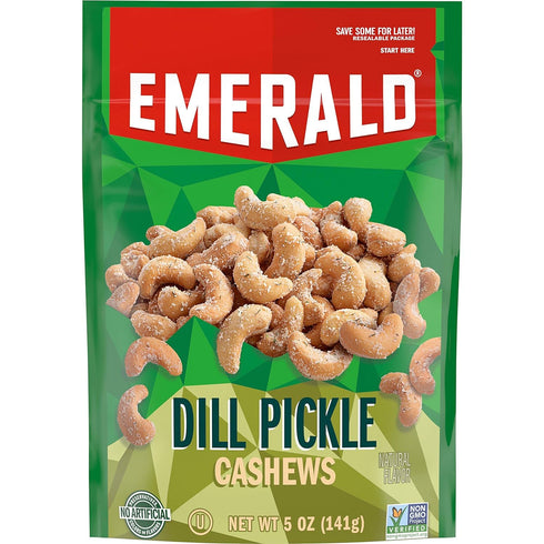 Emerald Nuts, Dill Pickle Seasoned Cashews, 5 Oz, Resealable Bag (Pack of