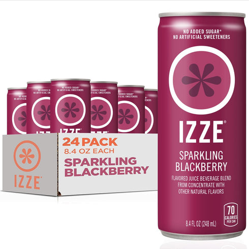 IZZE Sparkling Water Juice Beverage Blend, Blackberry, No Sugar Added, 8.4 FL