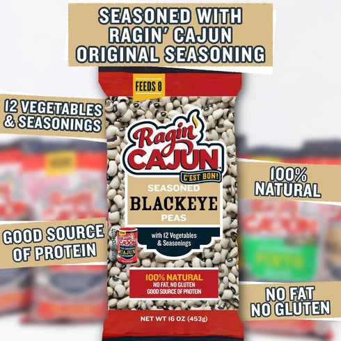16 oz (Pack 6) Seasoned Blackeye Beans Ragin' Cajun