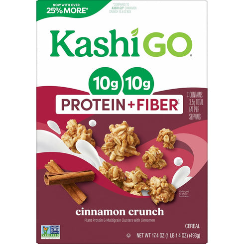 10g 10g 17.4oz (1 Kashi GO Protein Cereal, Protein, Fiber, Cinnamon Crunch, Box Box)