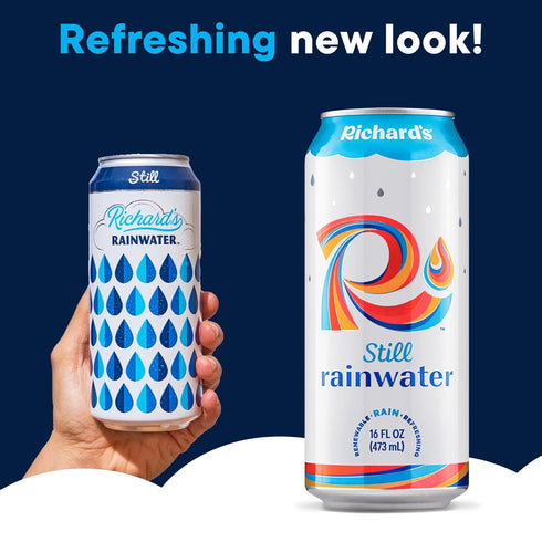 100% (16 oz Pack 12) Richard's Rainwater Still Canned Water, Rain, Naturally Purified Drinking Water fl Aluminum Cans