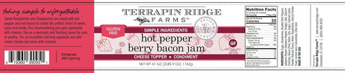 1 (41 Terrapin Ridge Farms Hot Pepper Berry Bacon Jam - Sweet & Spicy Blend of Raspberries, Strawberries, Roasted Red