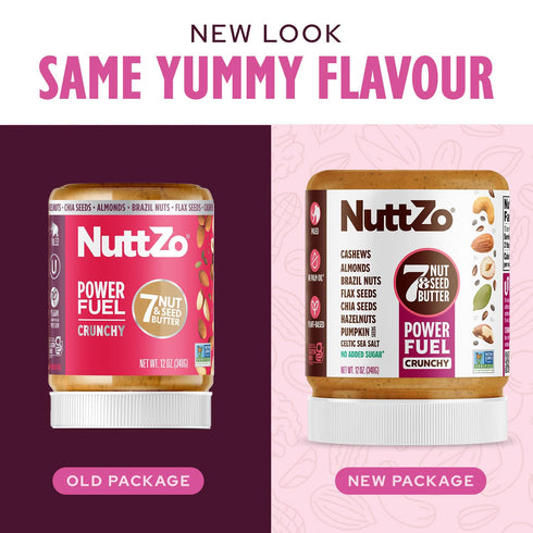 7 12 oz NuttZo Natural Power Fuel Nuts and Seeds Butter, Crunchy, Paleo and Keto Friendly, Peanut and Gluten Free