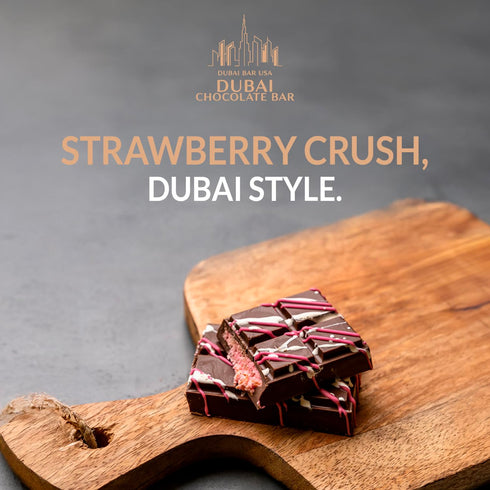 2.47oz (1 Pack) Dubai Chocolate Bar Strawberry Crush Premium Chocolate with Strawberry & Crispy Kataifi Filling Dubai