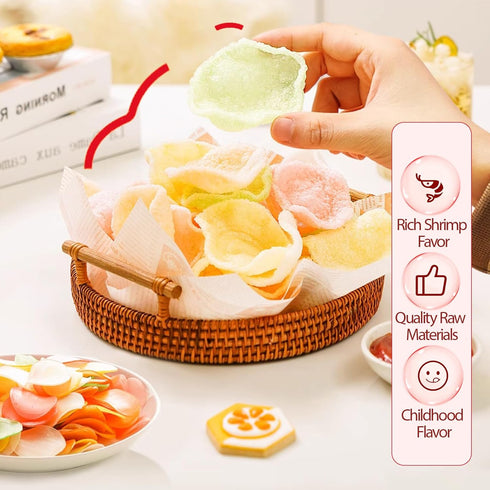 AFCIILAU Frozen Crispy Fried Shrimp Chips - Mini Shrimp Infused | Fries-Inspired Crunchy Snack | Party-Favorite & Quick