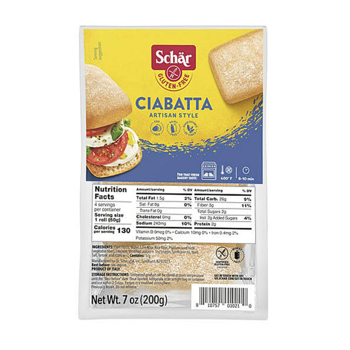 Schar - Ciabatta Rolls - Certified Gluten Free - No GMO's, or
