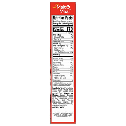 28 oz Malt-O-Meal Company Maple Brown Sugar Cereal