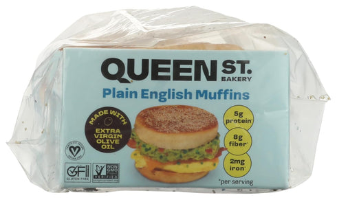 Queen St. Bakery 6 Count Plain Superfood English Muffins Vegan, Protein & Fibre, Gluten-Free, Allergen Free English