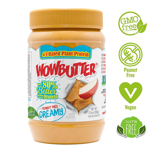 17.6 oz (Pack 6) Peanut Free Tree Nut Free Natural No Stir Spread WOWBUTTER Award Winning Vegan Plant Protein Food made