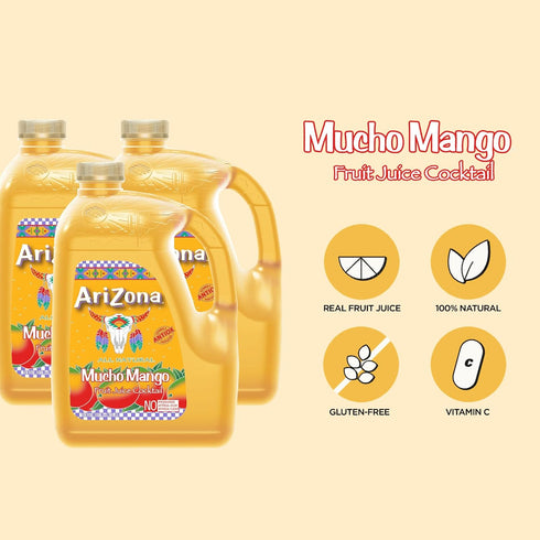 128 Oz AriZona Mucho Mango, Fruit Juice Drink - Fl Gallon Bottle