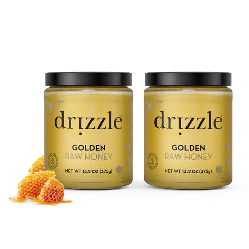 Drizzle Golden Raw Honey - All Natural Pure Raw Honey, Unfiltered &