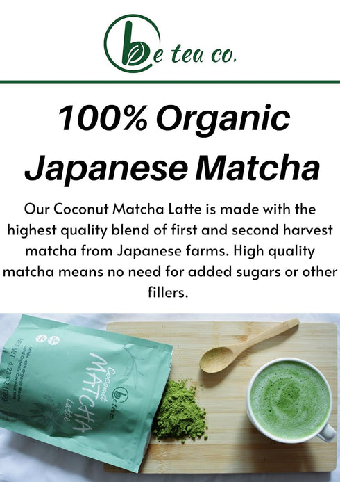 24 Be Tea Co. Coconut Matcha Latte | Organic Dairy-Free Latte Mix | Japanese Ceremonial Grade | Antioxidant-Rich |