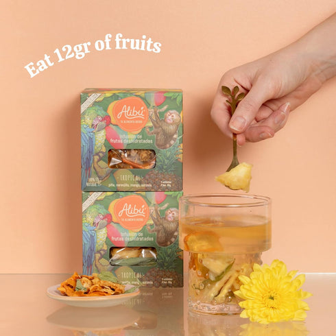 Alibú Dried Fruit Tea Infusions - Tropical, Naranjilla, Mango, Pineapple, Certified Vegan, 100% Natural, Box of 2.12 oz