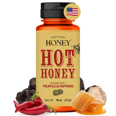 Super Duper Honey Truffle Hot Honey, Sweet & Spicy, Infused with Red Cayenne Peppers, 10 oz Squeeze Bottle