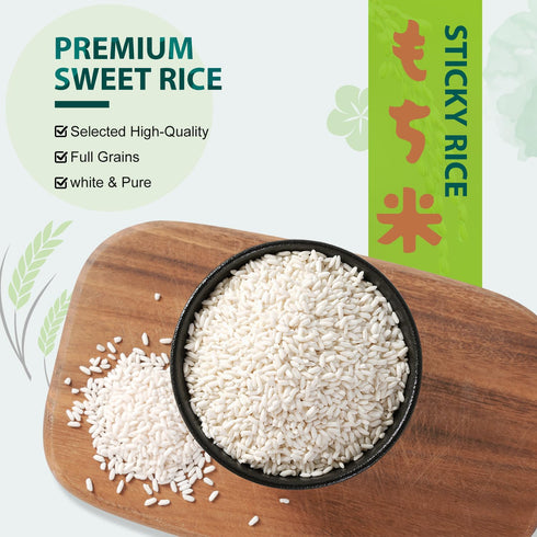 2lbs(Pack 3), Soeos Sweet Sticky Rice of Premium Glutinous Rice, All Natural Gluten Free Sticky Rice for Desserts