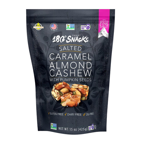 180 Snacks Salted Caramel Almond Cashew with Himalayan Salt - Delicious, Bite-Size