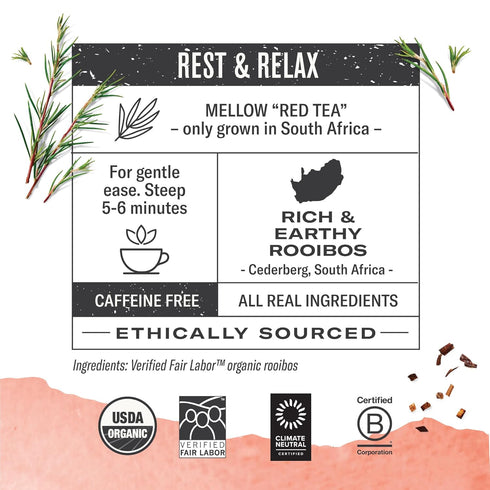 100 Numi - Organic Rooibos Tea, Bulk Herbal Tea Bags, Caffeine Free
