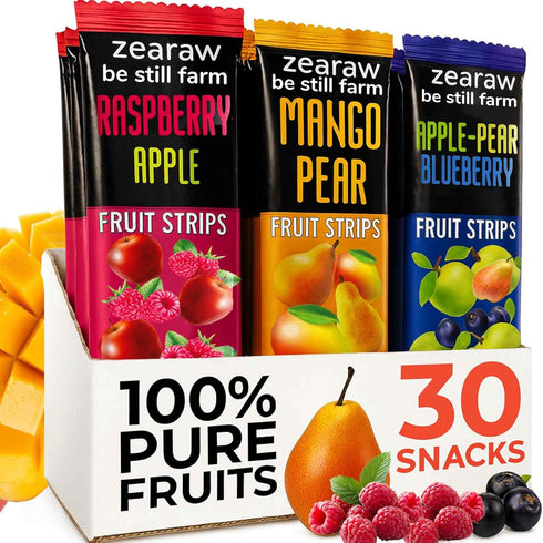 ZEARAW Healthy Fruit Snacks for Adults and Kids 30 Fruit Leather with